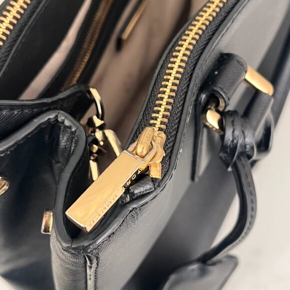 Tory Burch Robinson Double Zip Black Saffiano Tote - Picture 4 of 9